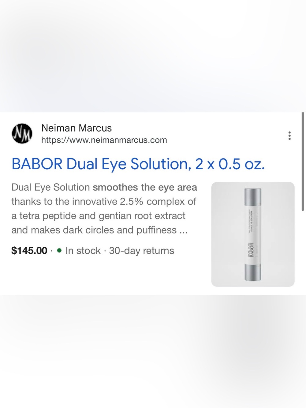 $145 BABOR Dual Eye Solution, Dual Eye Solution smoothes the eye area